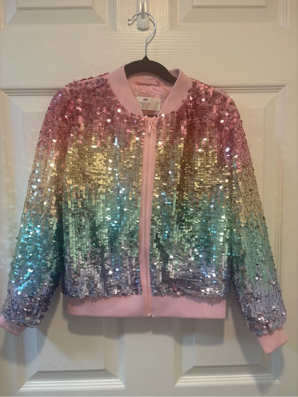 H&M size 7 Kids Pink Sequin Ombre Jacket